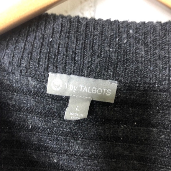 Talbots Ribbed Knit Crewneck Sweater Side Zippers Size Large Gray Tweed Women’s - Picture 8 of 9